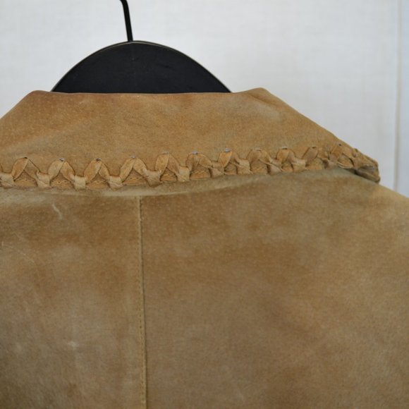 Vintage Y2K Suede leather Equestrian Western Jacket Blazer Walnut Brown - Picture 5 of 10